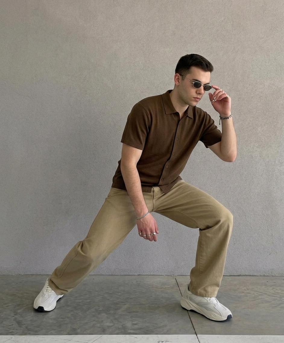 Premium Box Fit Shirt – 240 GSM French Terry Cotton (Brown)