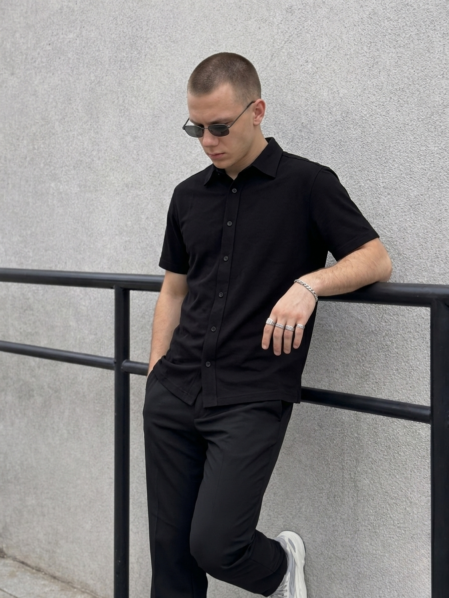 Premium Box Fit Black Shirt – 240 GSM French Terry | 100% Cotton | Fade Resistant