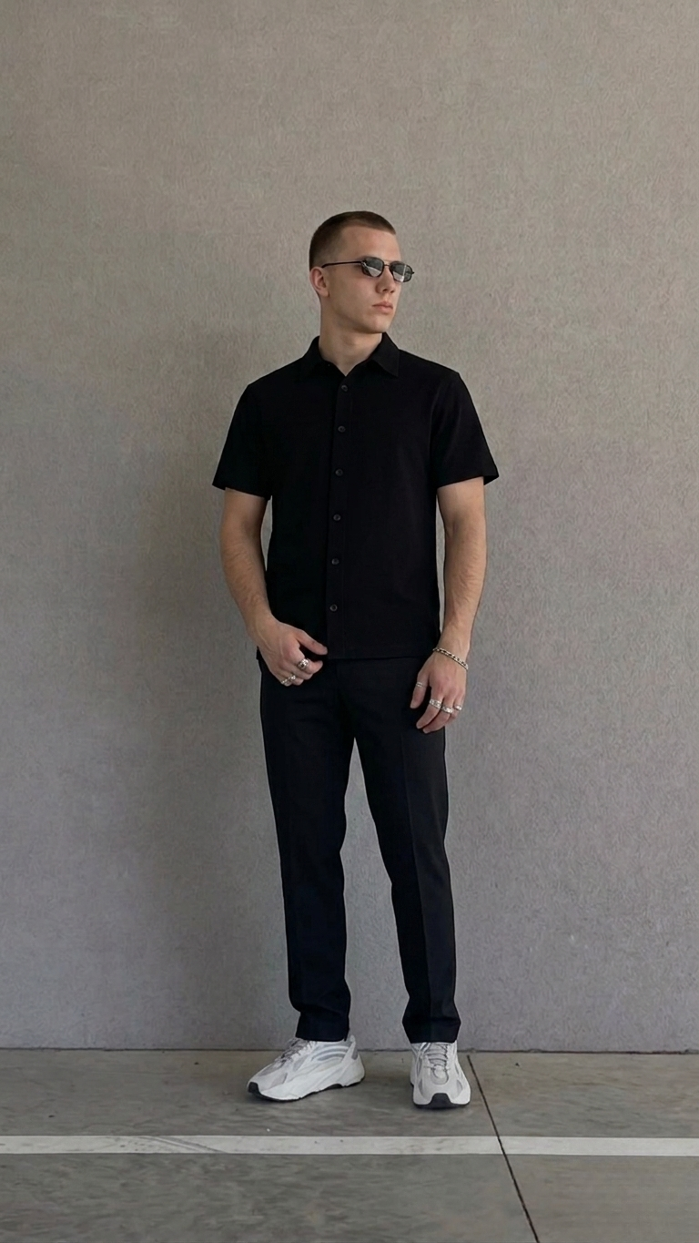 Premium Box Fit Black Shirt – 240 GSM French Terry | 100% Cotton | Fade Resistant