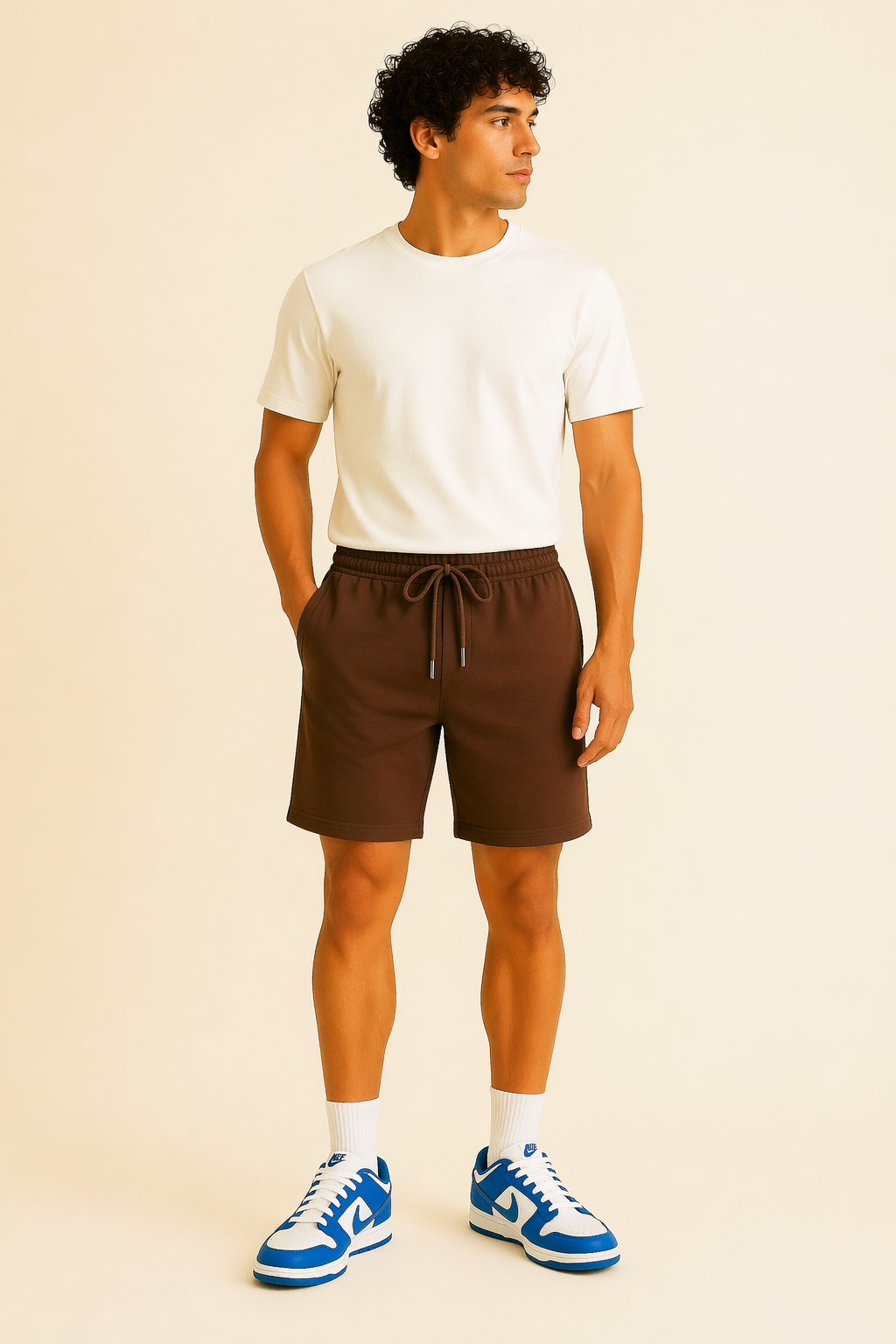 Men’s Premium Solid Cotton Shorts – Comfortable Casual Fit | Elastic Waist Drawstring Shorts