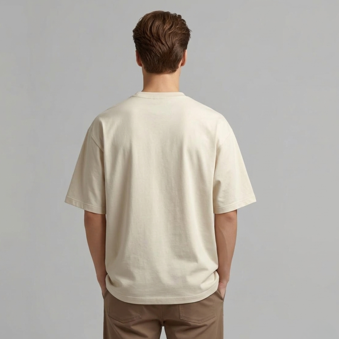 Beige Oversized Graphic T-Shirt – Premium 240 GSM Cotton | Bold Spider Mask Design