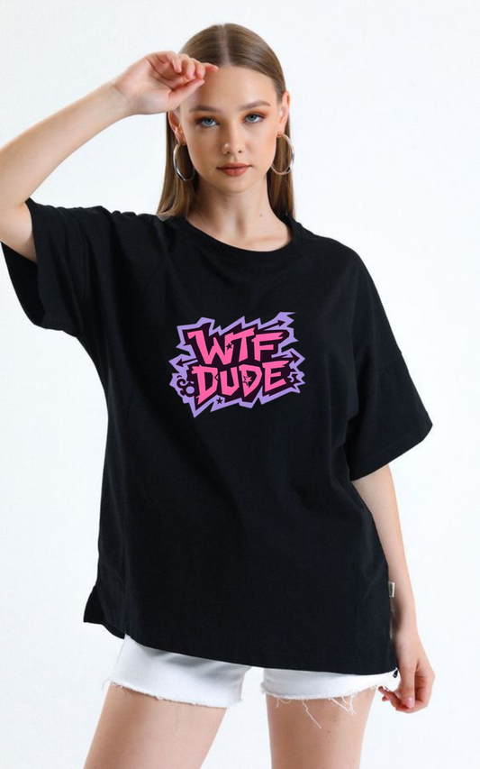 WTF DUDE" Graffiti Graphic Oversized T-Shirt – 240 GSM Heavyweight Premium Cotton