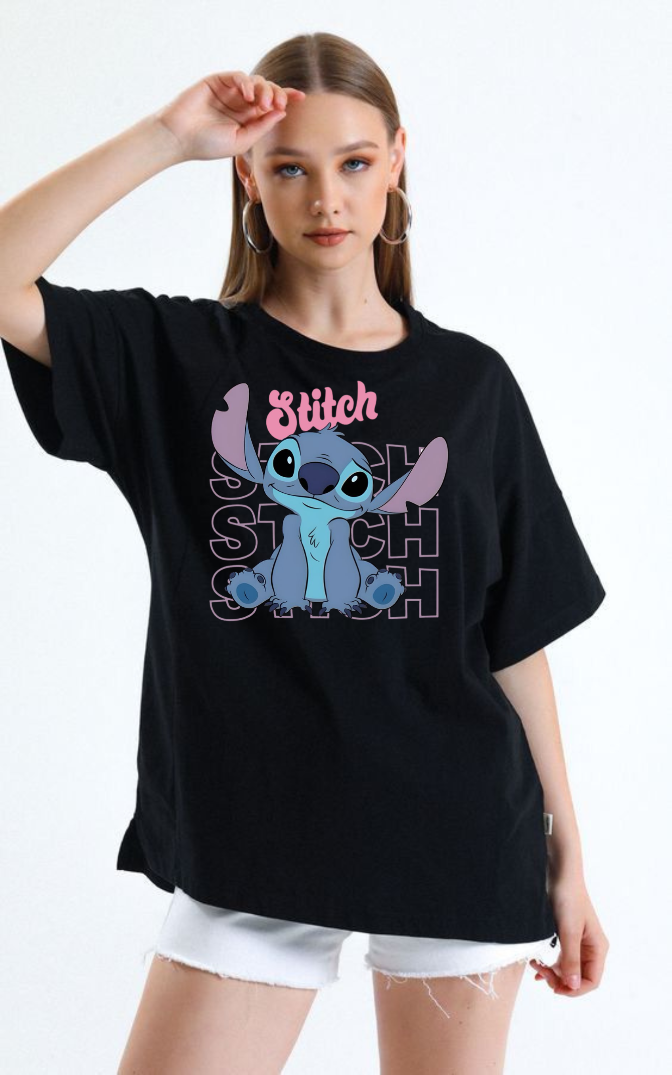 Stitch  Kawaii Graphic Oversized T-Shirt – 240 GSM Heavyweight Premium Cotton