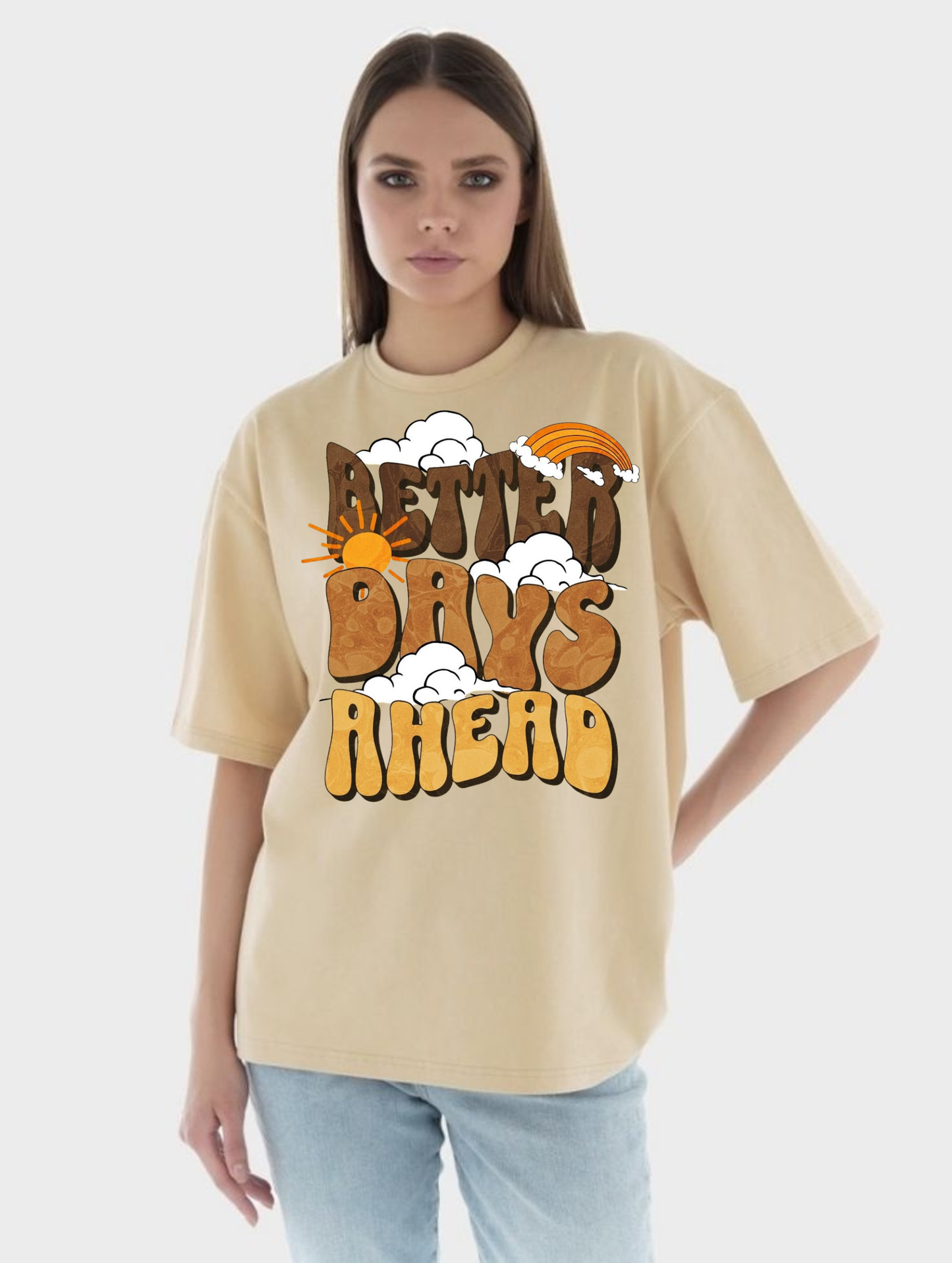 Better Days Ahead" Retro Sun Oversized T-Shirt – 240 GSM Heavyweight Premium Cotton