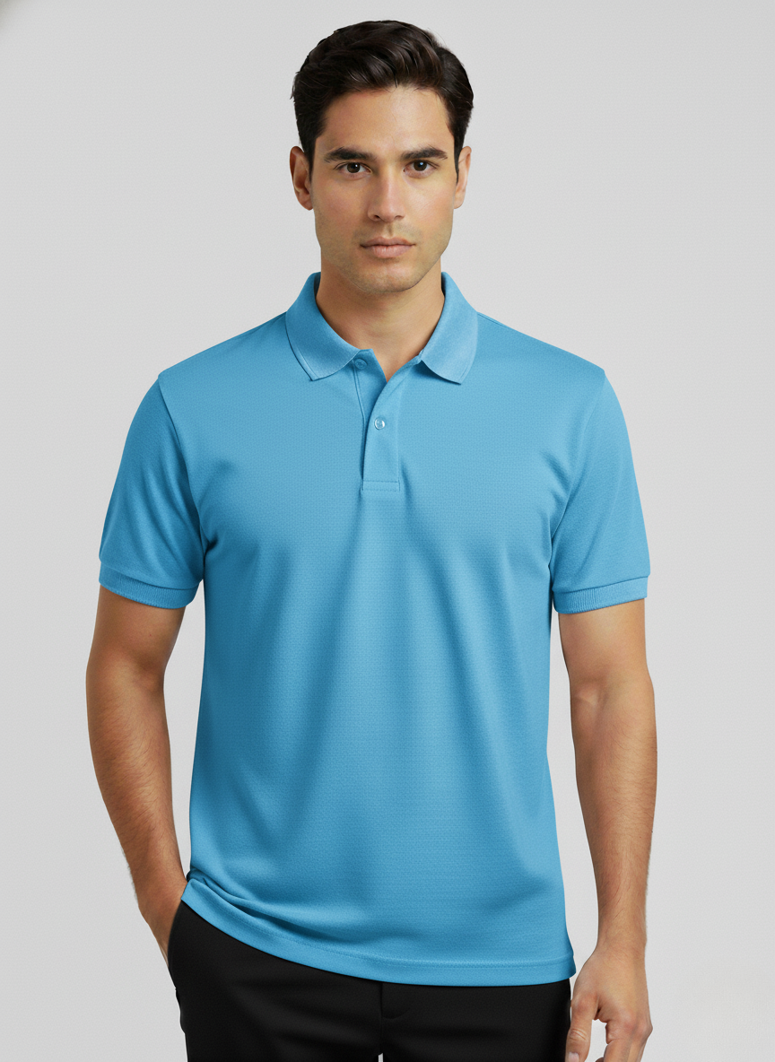 Clothing Millions Premium Ocean Blue Polo T-Shirt | 220 GSM | 100% Cotton | No Color Fading