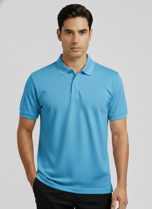 Clothing Millions Premium Ocean Blue Polo T-Shirt | 220 GSM | 100% Cotton | No Color Fading