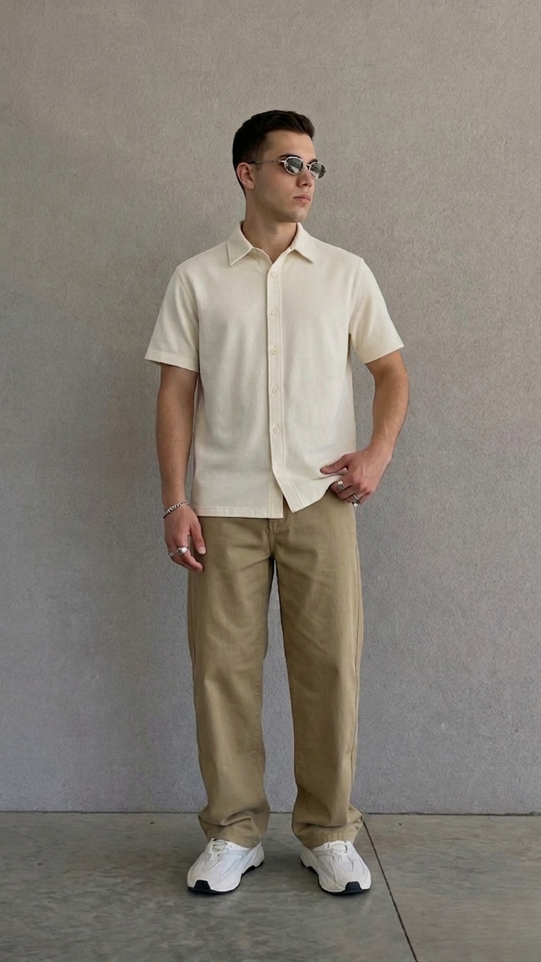Premium Box Fit Shirt – 240 GSM French Terry Cotton (Off White)