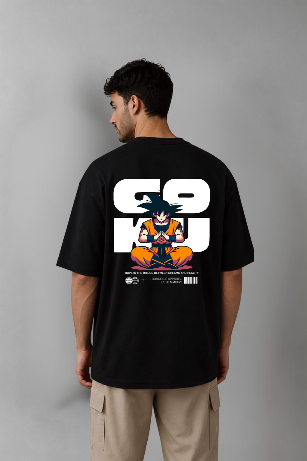 Goku Anime Oversized T-Shirt for Men | 240 GSM Premium Cotton | Black Heavyweight Graphic Tee