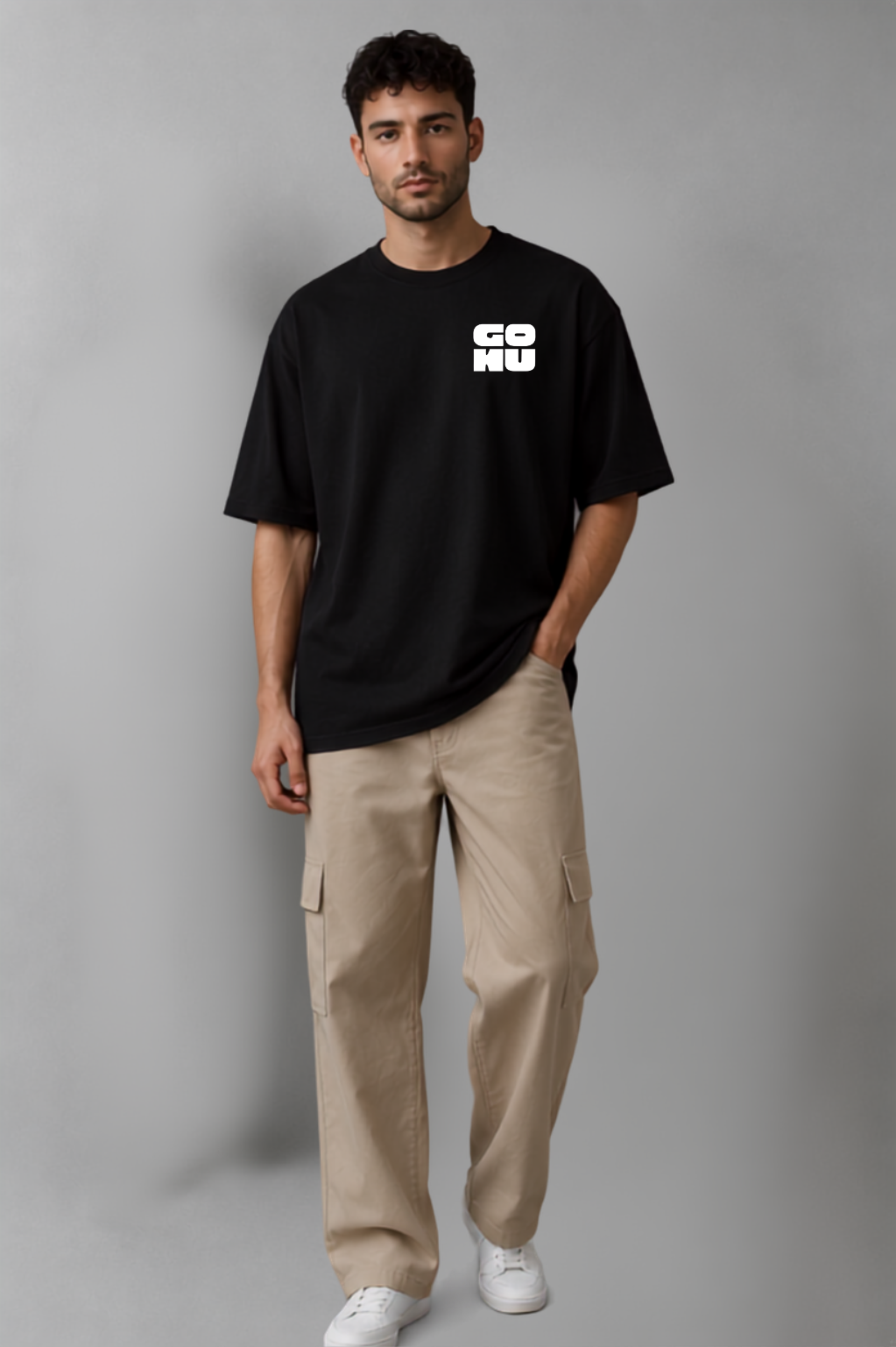 Goku Anime Oversized T-Shirt for Men | 240 GSM Premium Cotton | Black Heavyweight Graphic Tee