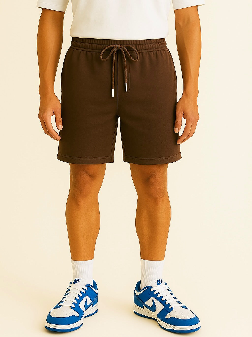 Men’s Premium Solid Cotton Shorts – Comfortable Casual Fit | Elastic Waist Drawstring Shorts